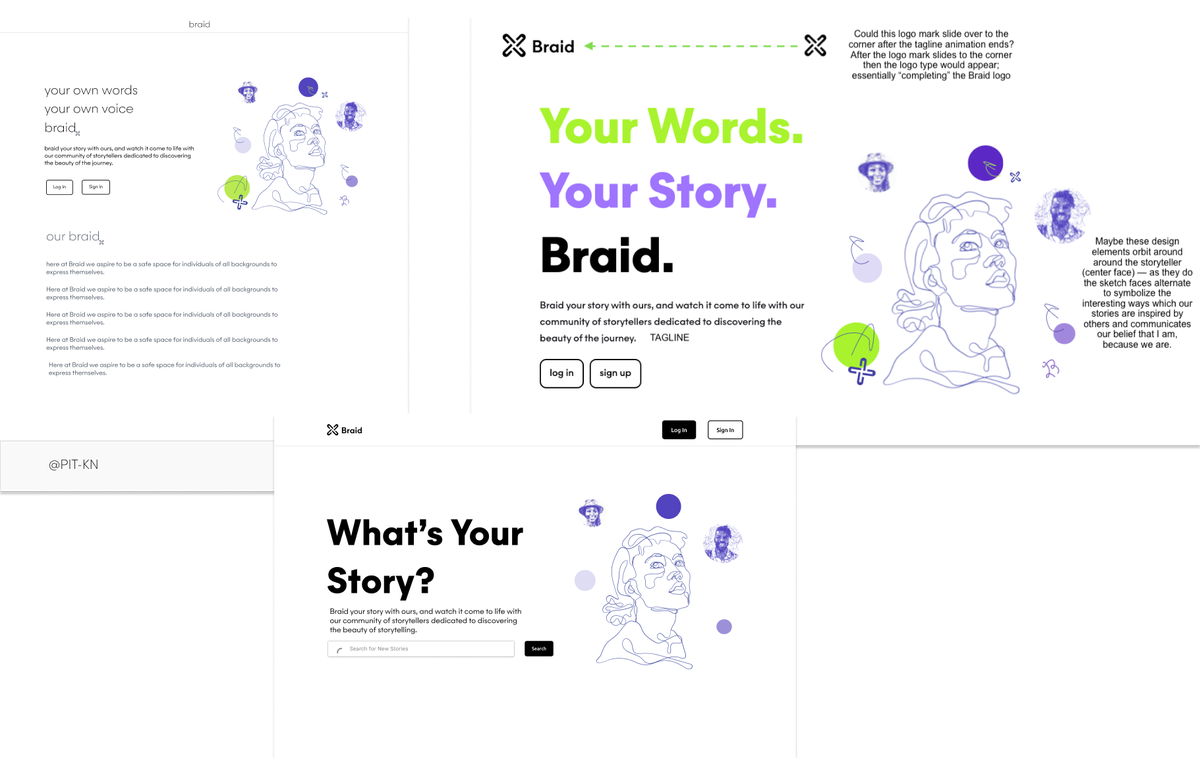 Figma brainstorming — design explorations and direction notes for the Braid redesign